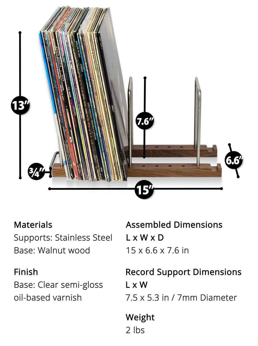  Optage Audio 75 LP Vinyl Record Storage Holder, Solid Walnut  Wood Record Holder for albums, Built-in Now Playing, Use for Record  Storage, Vinyl Record Holder Rack, Vinyl Storage & Vinyl Stand 