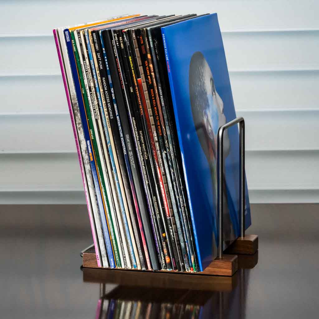 Optage Audio 75 LP Vinyl Record Storage Holder, Solid Walnut Wood Record Holder for Albums, Built-In Now Playing, Use for Record Storage, Vinyl